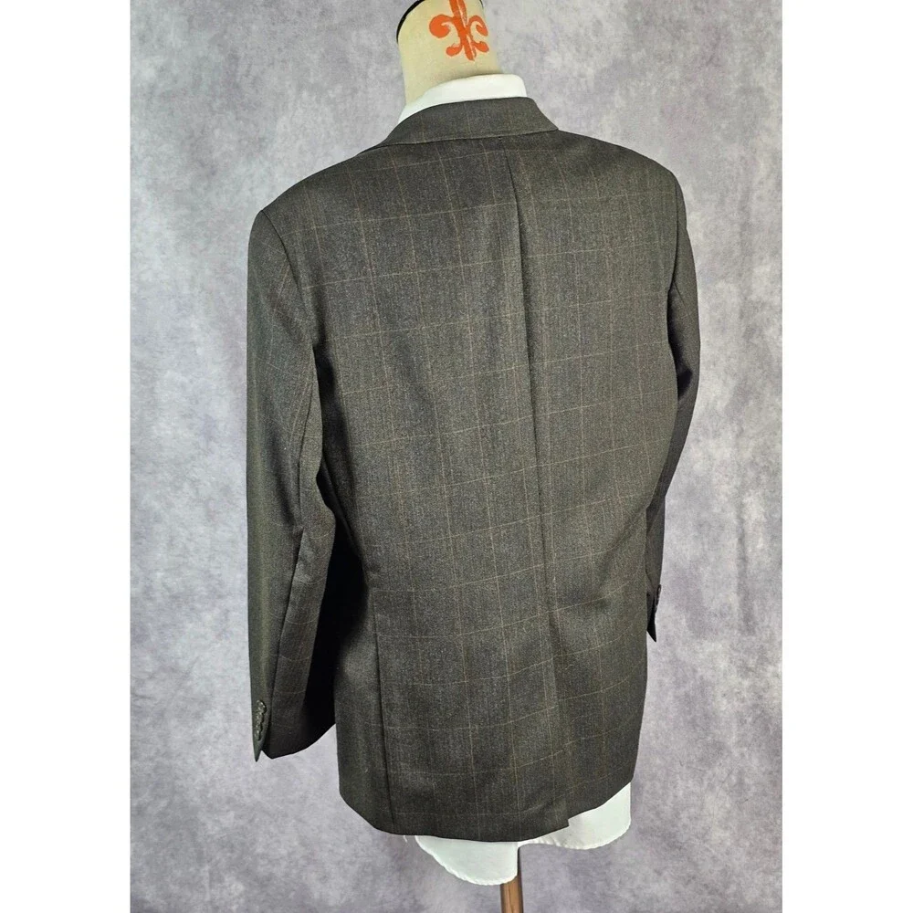 Polo University Mens 40S Brown Widowpane 2-Btn Blazer Jacket Sport Coat Wool EUC - Picture 4 of 12